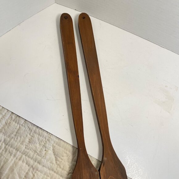 Vintage Wood Candle Wall Sconces Pair Rustic Decor 30”Tall Brown Wooden Holders - Picture 5 of 10